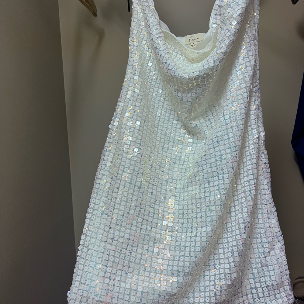 White Sequin Strapless Dress